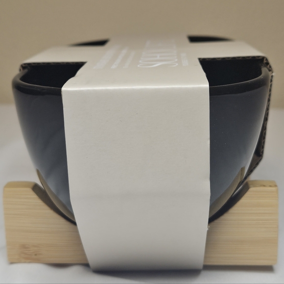 Soho Loft Black Bowl with Wooden Stand NEW - Picture 5 of 7